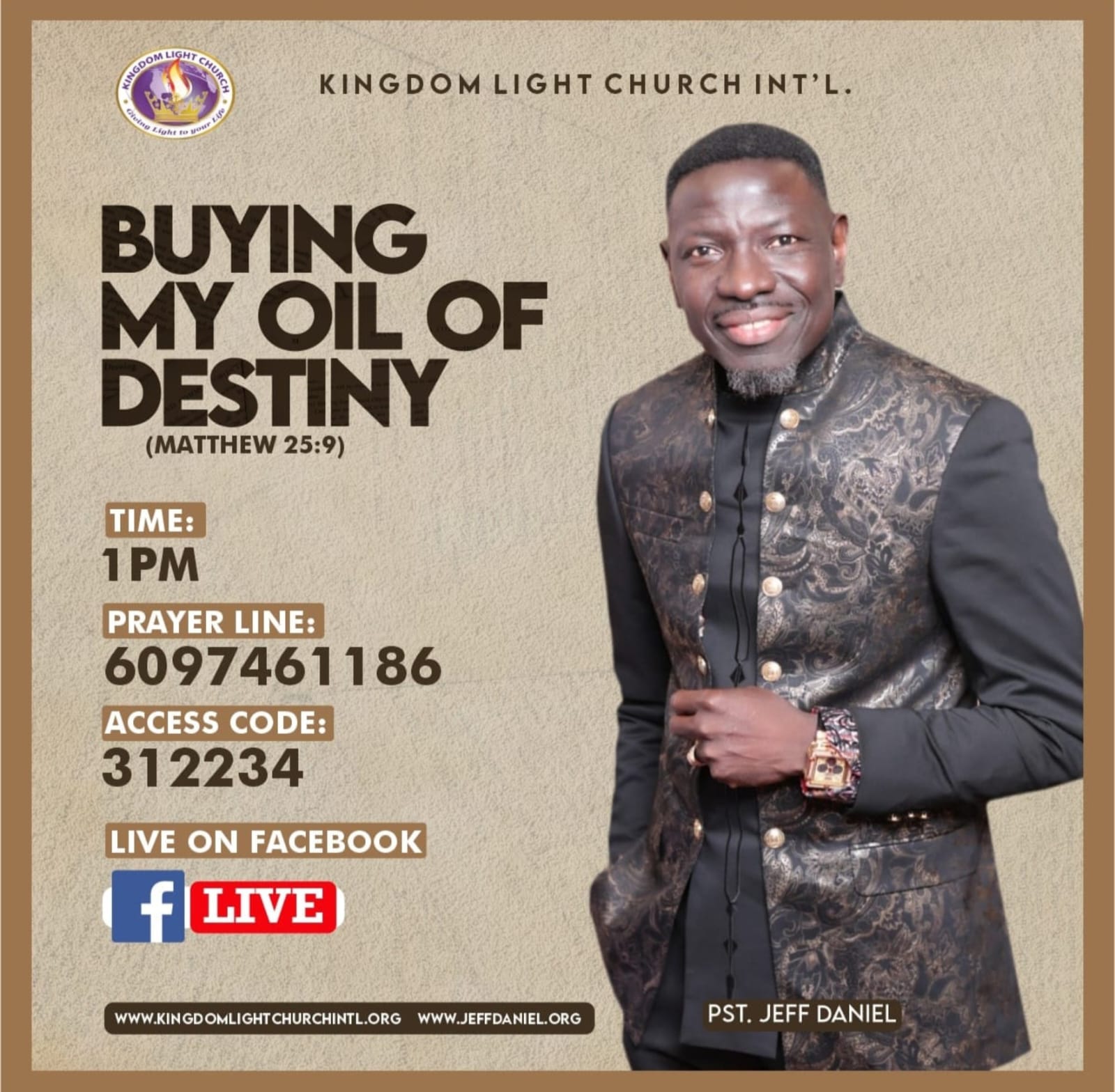 NO SENTIMENTS! The 5 wise Virgins Boldly told the foolish ONES; GO TO THOSE WHO SELL AND BUY FOR YOURSELF. MTT 25:9. DIAL IN @ 1PM #Day2Of21DaysPrayerAndFasting#
